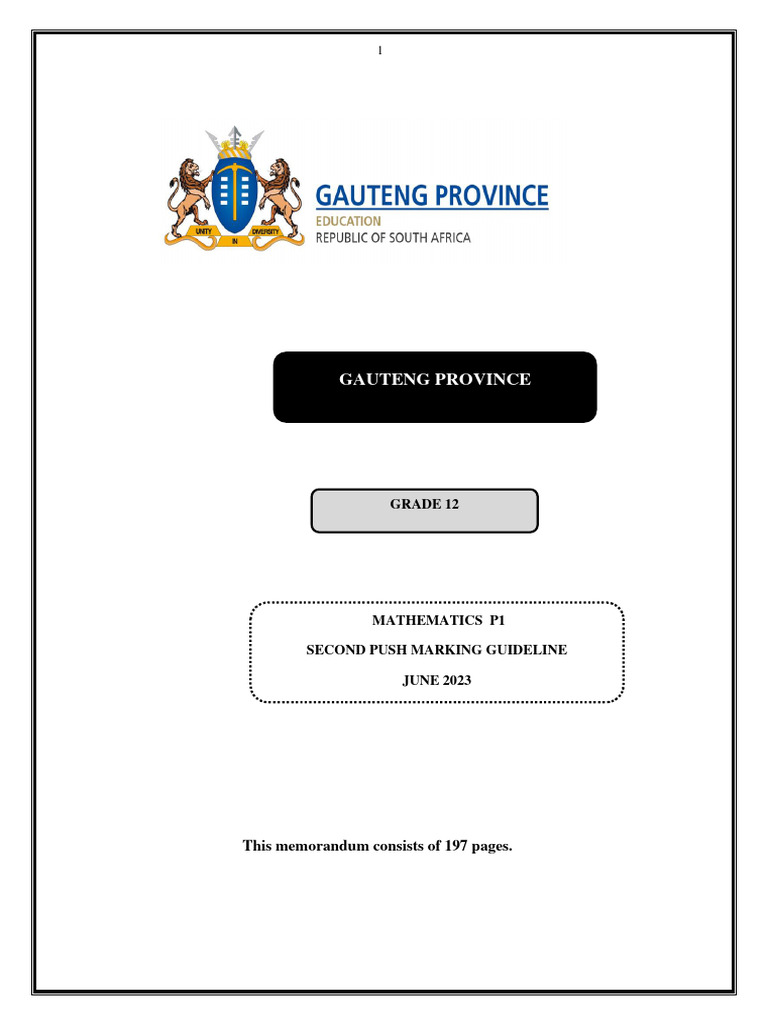 Gauteng Grade 12 Mathematics June 2023 Marking Guide | PDF | Speed ...