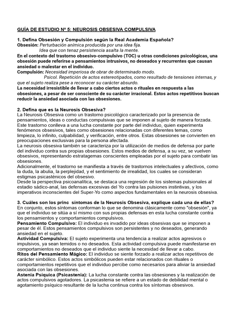 Guía sobre Neurosis Obsesiva Compulsiva | PDF | Desorden obsesivo ...