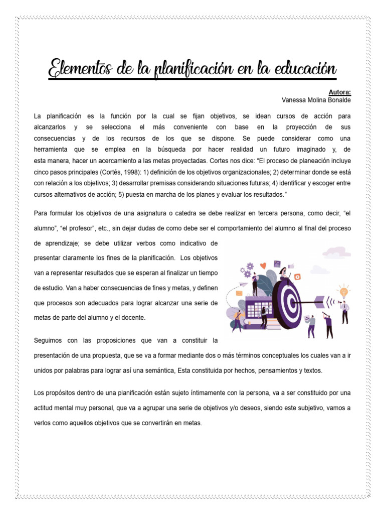 Elementos de La Planificación en La Educación | PDF | Planificación ...