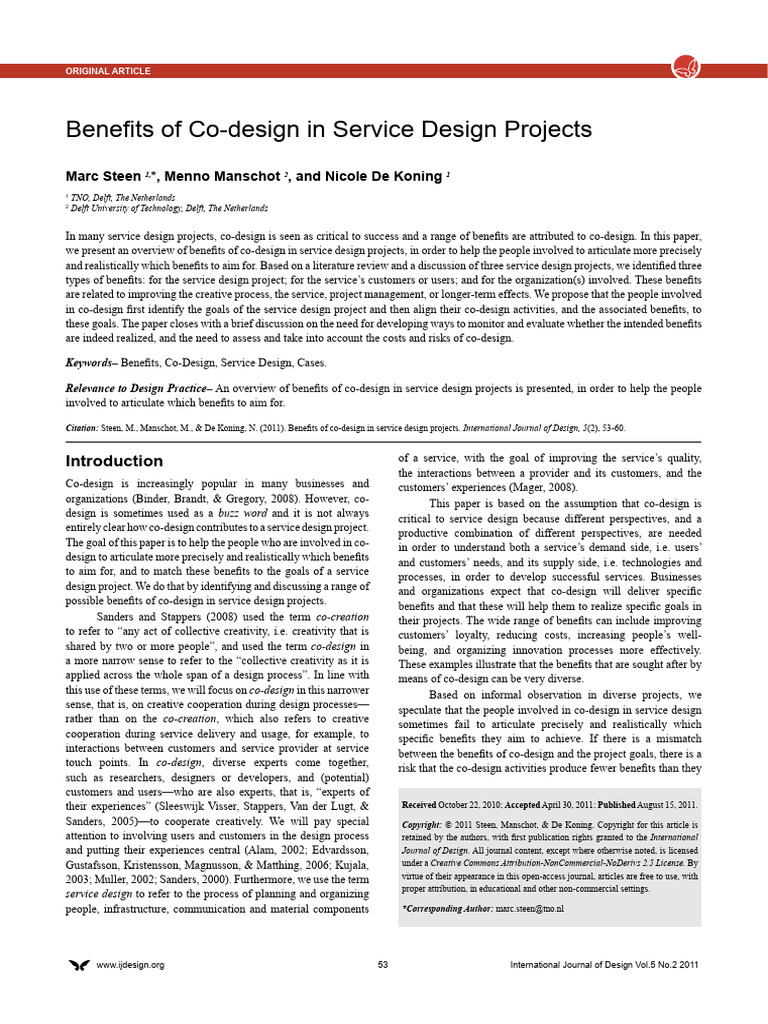 Benefits of Co-Design in Service Design | PDF | Customer Experience ...