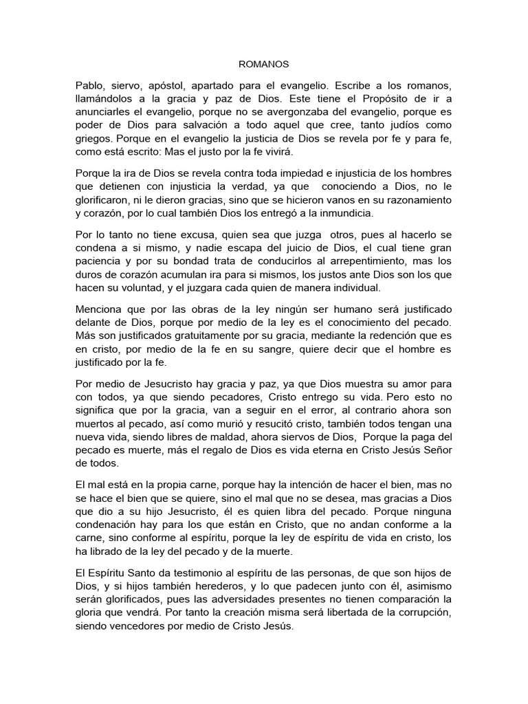 Resumen Romanos | PDF | Epístola a los romanos | Cristo (título)