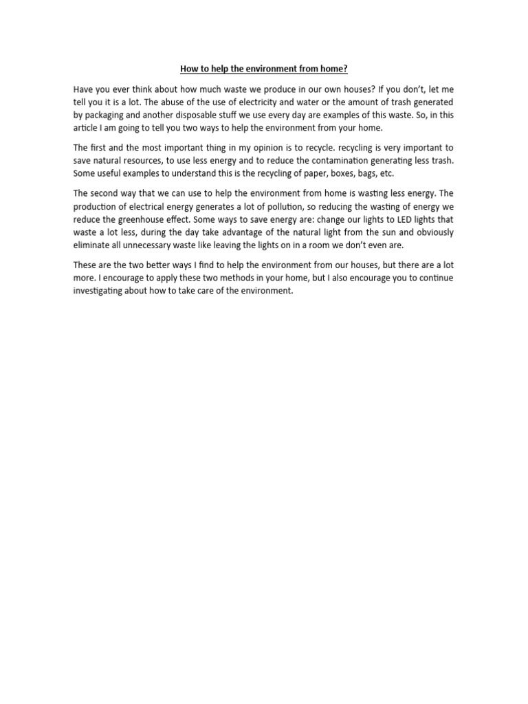 How To Help The Environment From Home | PDF