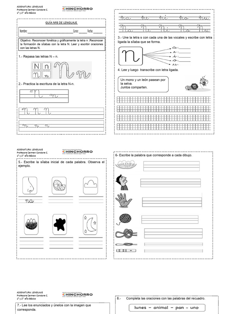 Guía de Lenguaje para 1° y 2° Básico | PDF | Artes del Lenguaje y ...