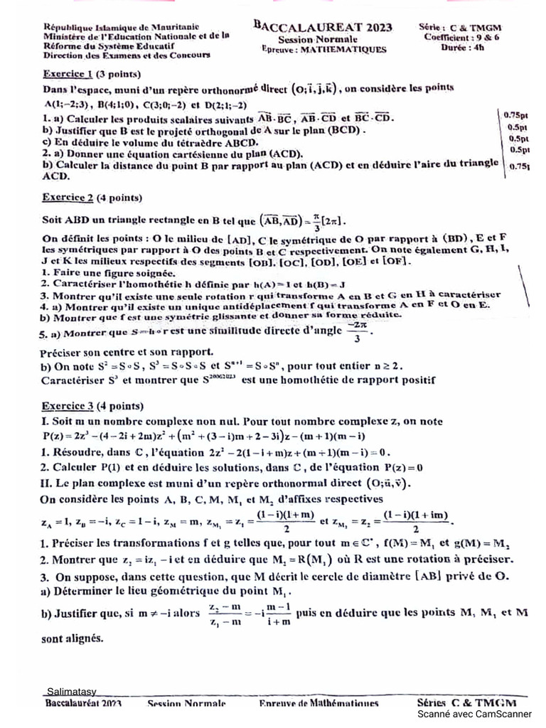 Épreuve de Maths Bac C 2022 Mauritanie | PDF | Fonction (Mathématiques ...