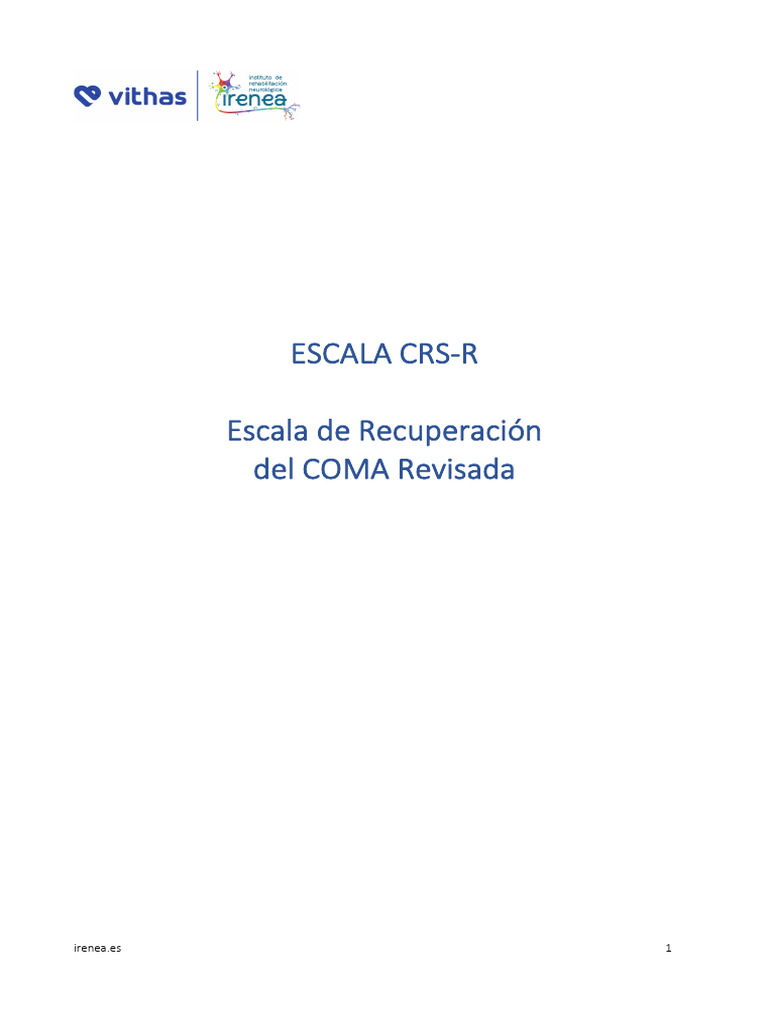 Escala CRS-R: Recuperación del Coma | PDF | Clavo (anatomía) | Coma