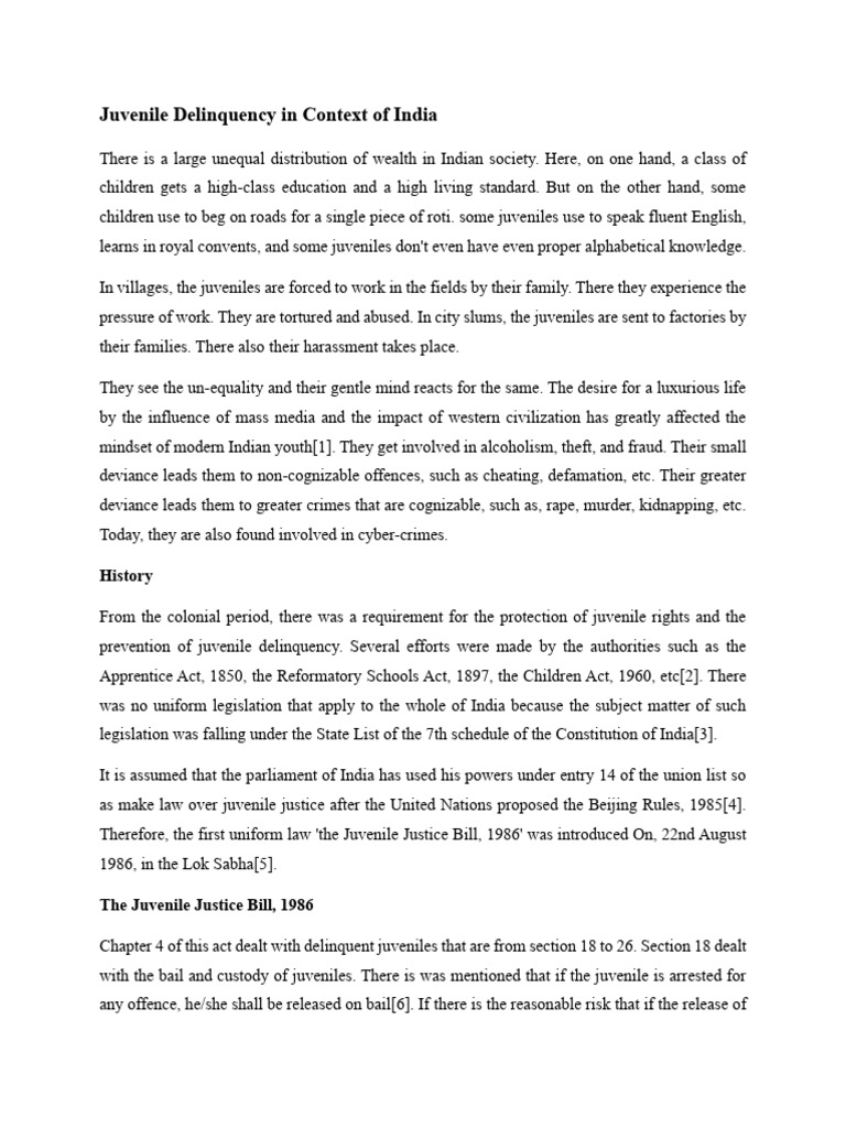 Juvenile Delinquency in Context of India | PDF | Juvenile Delinquency ...