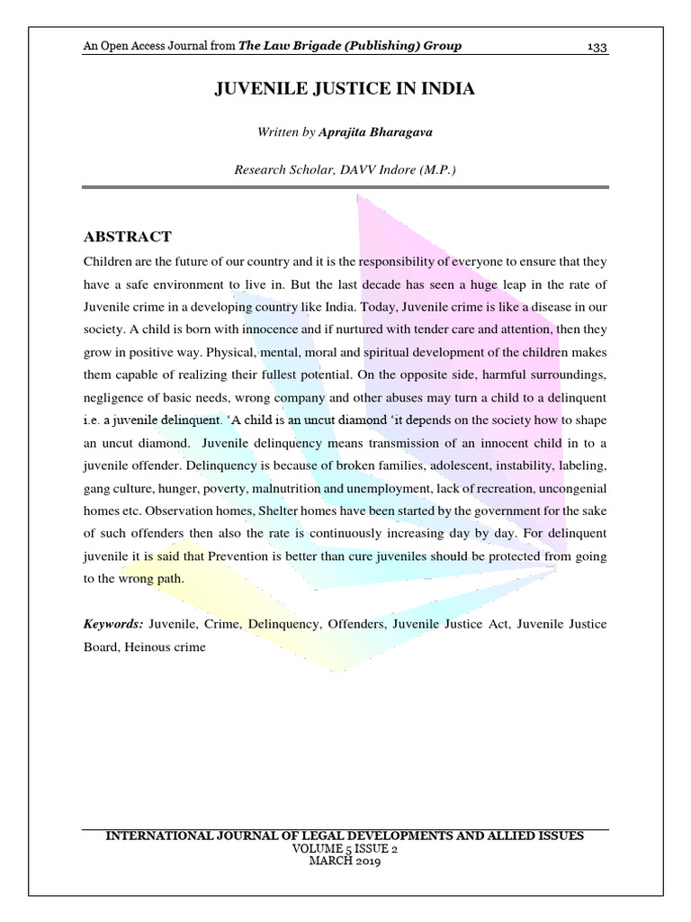 Juvenile Justice System in India | PDF | Juvenile Delinquency ...