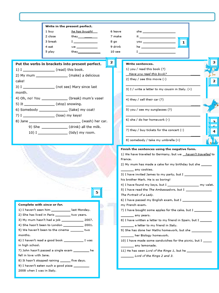 Put The Verbs in Brackets Into Present Perfect | PDF | Linguistics ...