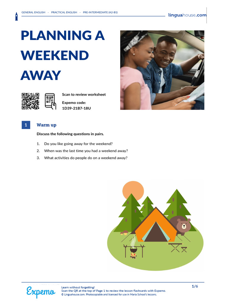 Planning a Weekend Away: A Guide | PDF | Vocabulary | Linguistics