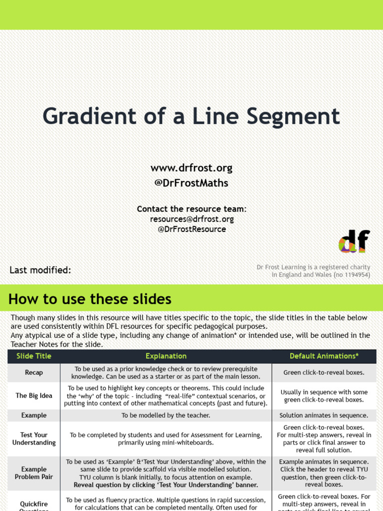 608 - Gradient of A Line Segment - Lesson | PDF | Slope | Equations