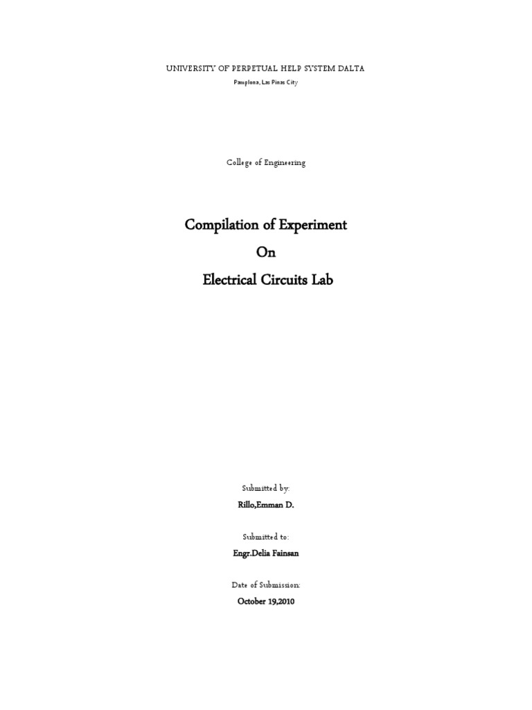 Compilation of Experiment On Electrical Circuits Lab: University of ...