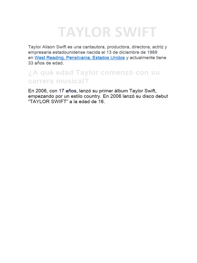 Taylor Swift | PDF | Arte