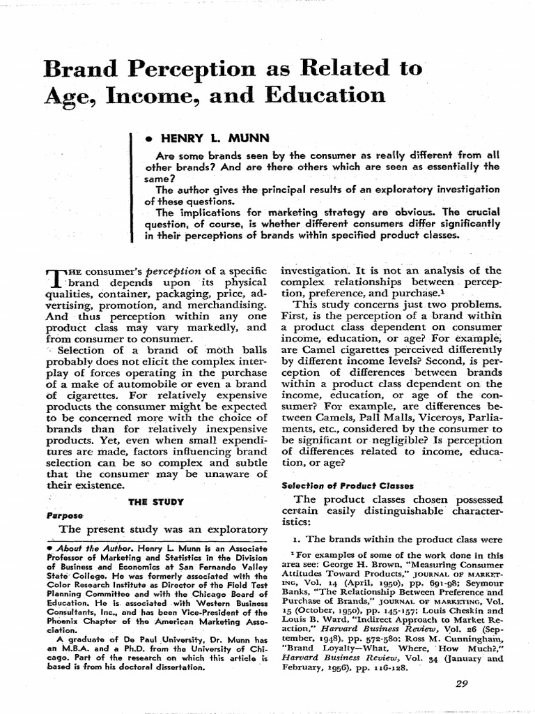 Brand Perception As Related To Age, Income, and Education | PDF | Brand ...