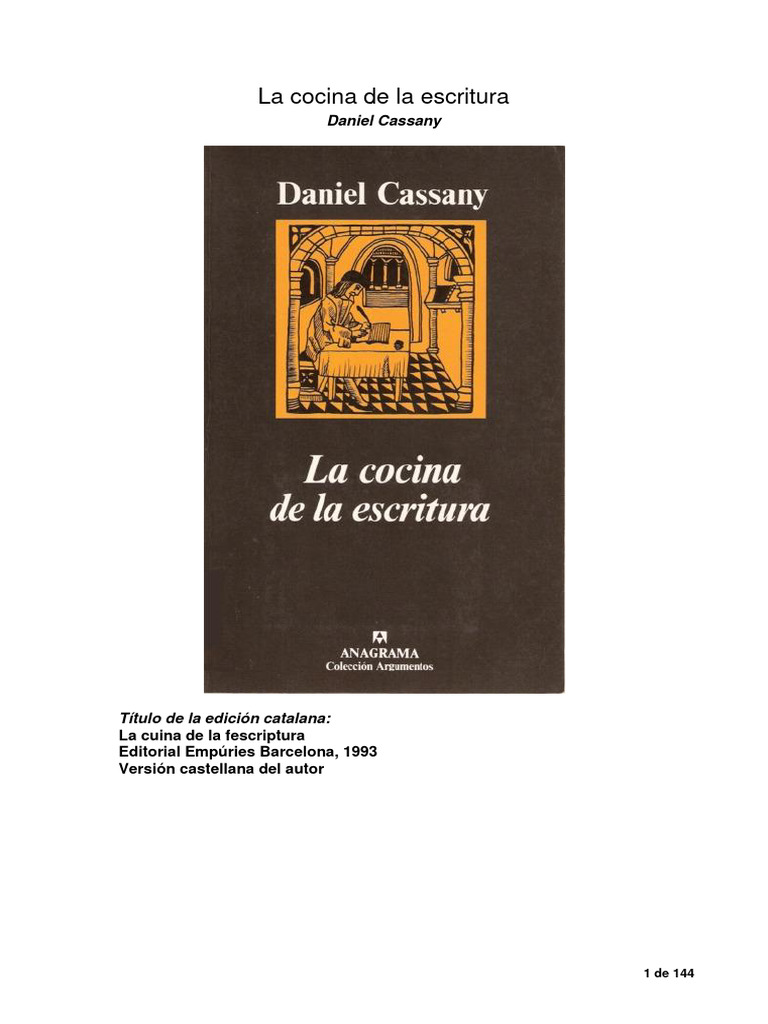 Daniel Cassany La Cocina De La Escritura Pdf Mecánica Del Lenguaje