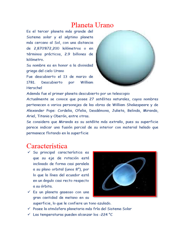 Características del Planeta Urano | PDF