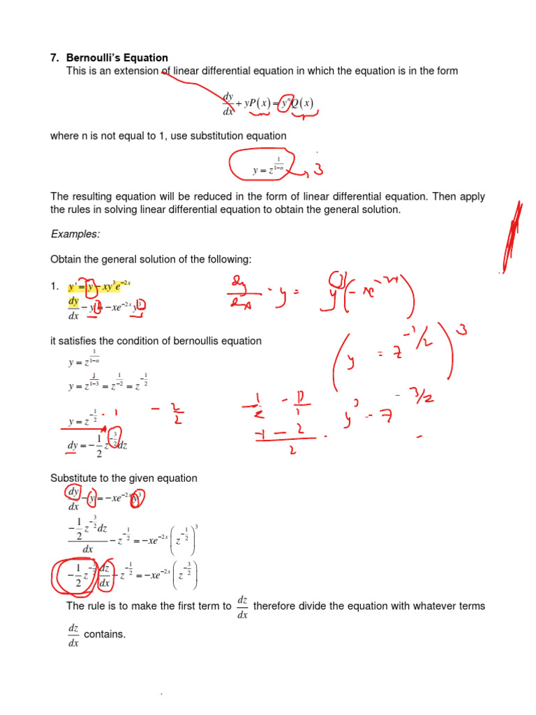 7 Bernoullis Equation Notes Pdf Equations Subtraction