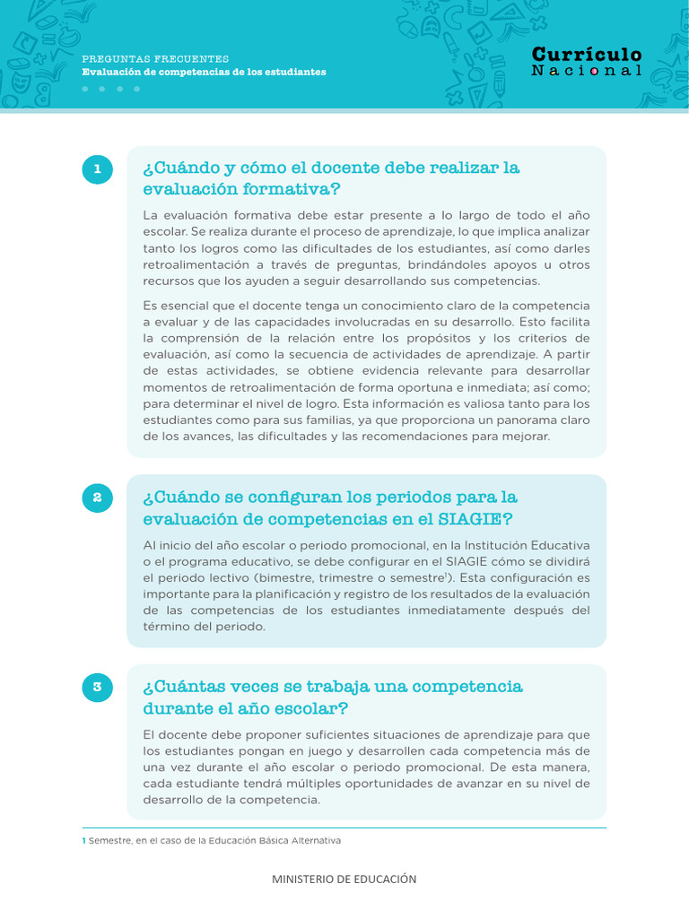 Evaluación Formativa de Competencias MINEDU | PDF | Evaluación ...