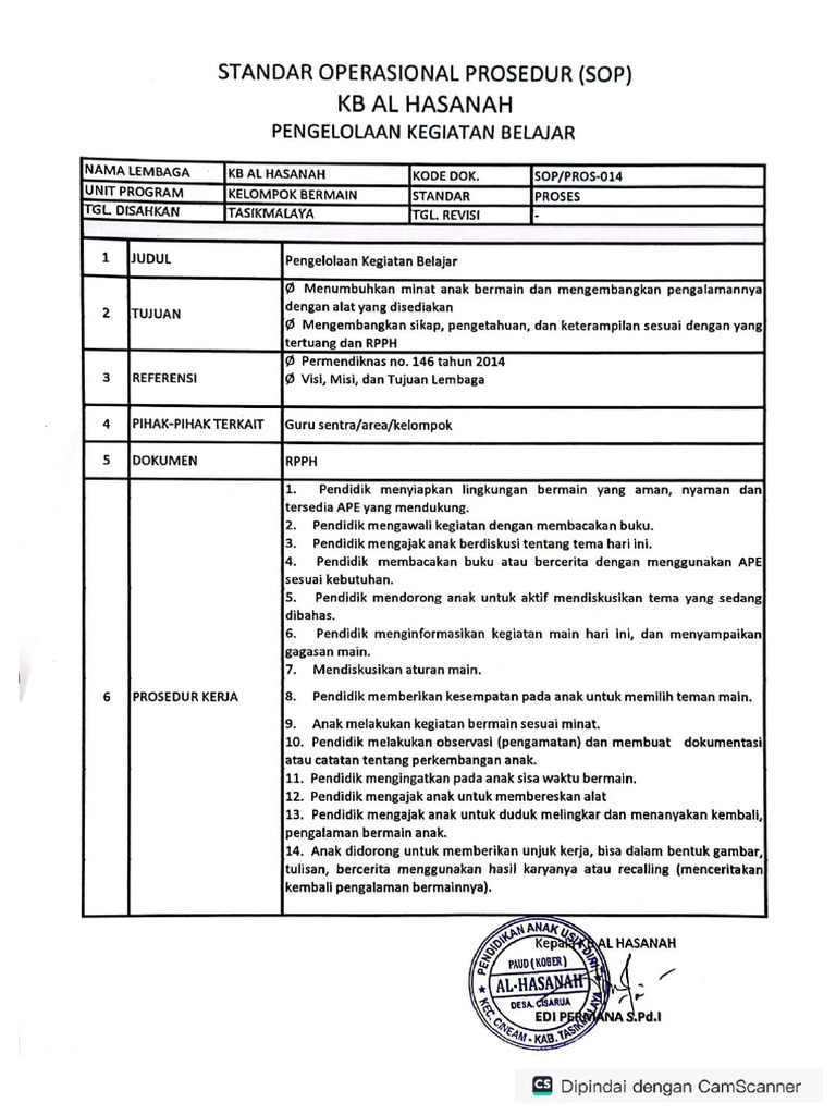 Sop Pembelajaran Pdf