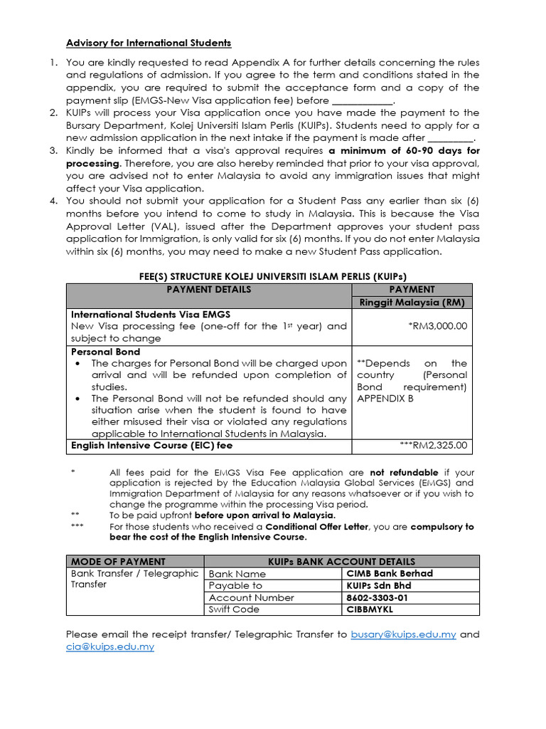Advisory for international students pdf travel visa passport