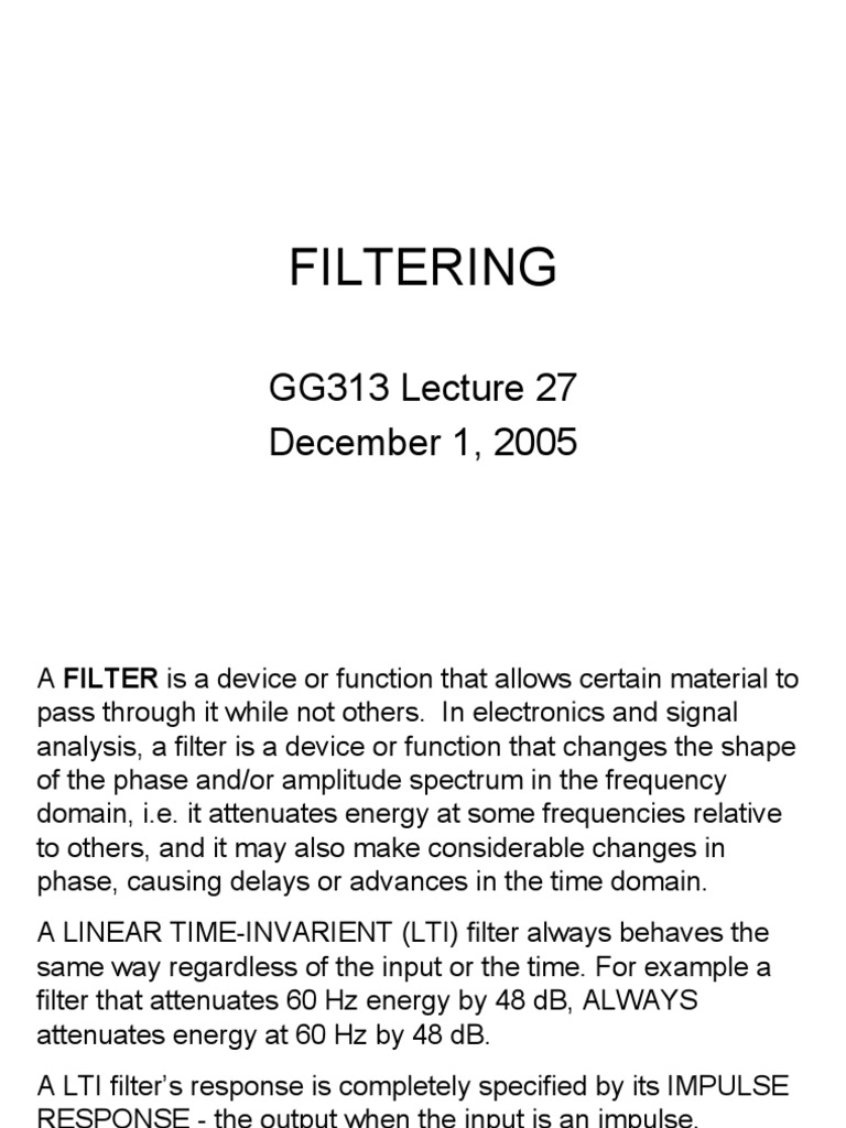 Understanding Filters in Signal Processing | PDF