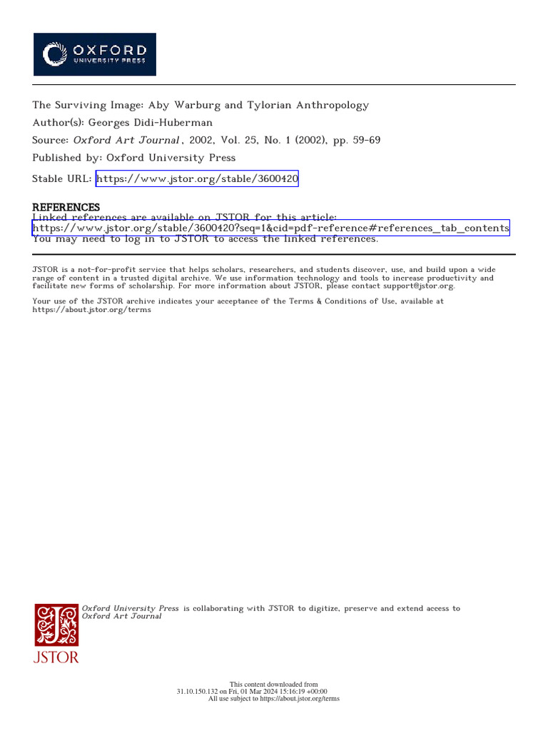 4 The Surviving Image Aby Warburg and Tylorian Anthropology by Georges ...