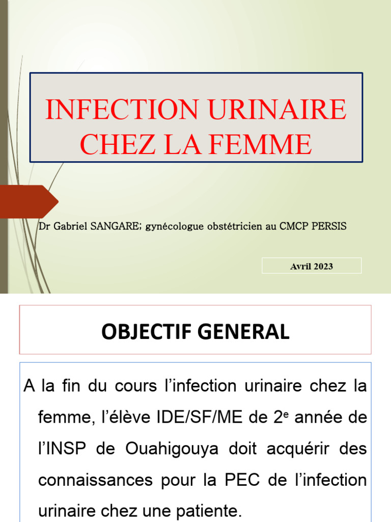 Infection urinaire chez la femme PDF Infection urinaire Maladies — free download