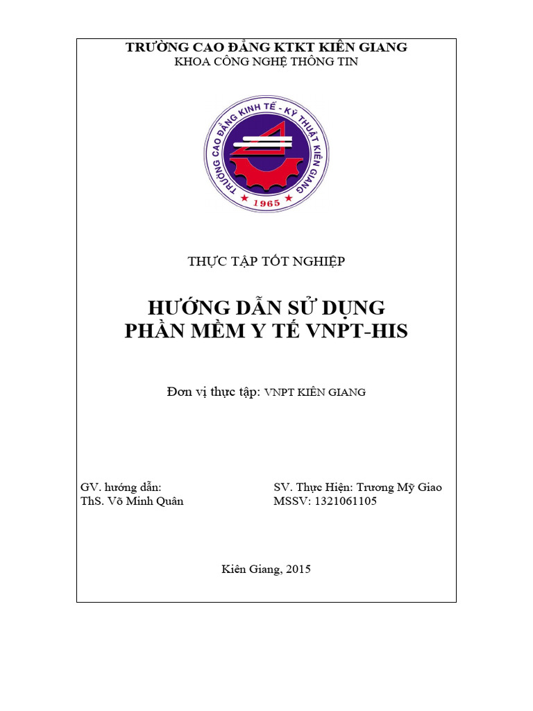 Hướng Dẫn Sử Dụng Phần Mềm Y Tế Vnpt-His: Trường Cao Đẳng Ktkt Kiên ...