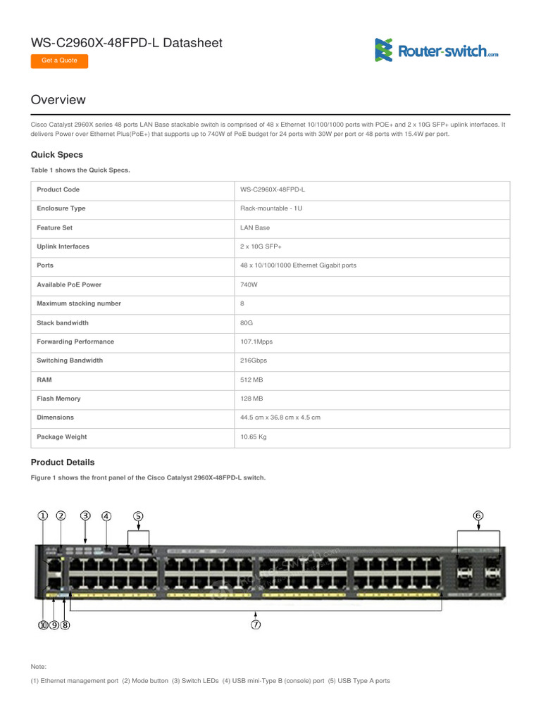 Ws C2960x 48fpd L Datasheet Pdf