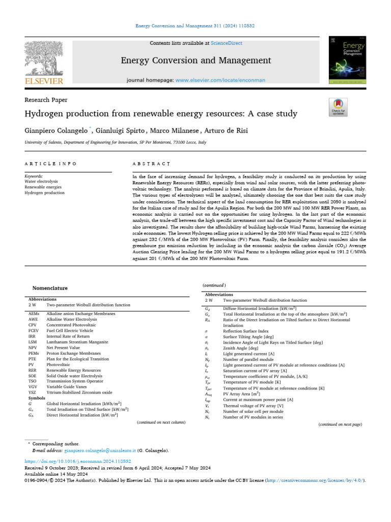 Hydrogen Production From Renewable Energy Resources | PDF ...
