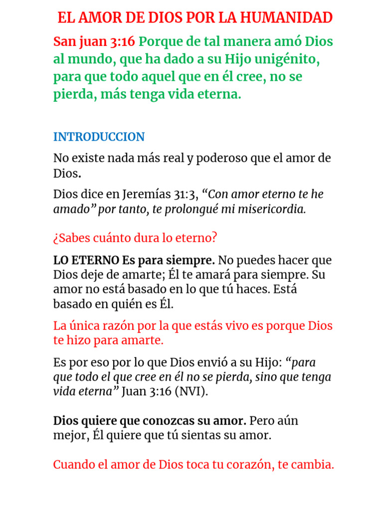 El Amor de Dios por la Humanidad | PDF | Amor | Dios