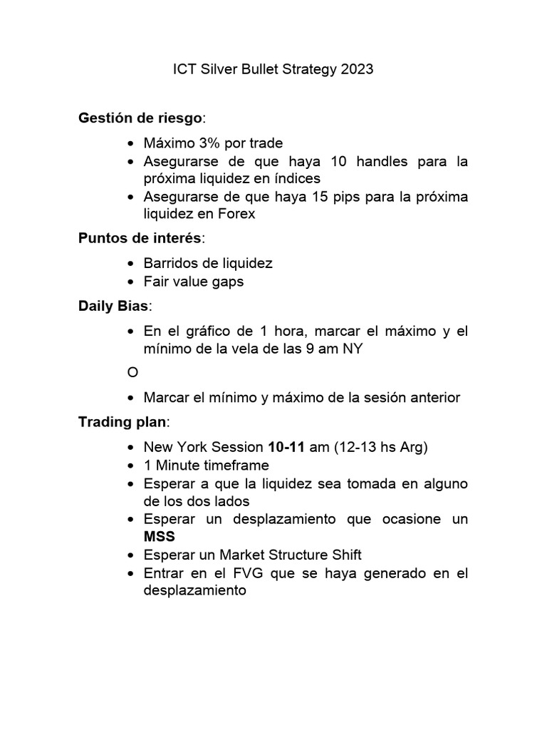 ICT Silver Bullet Strategy 2023 | PDF | Finanzas y dinero