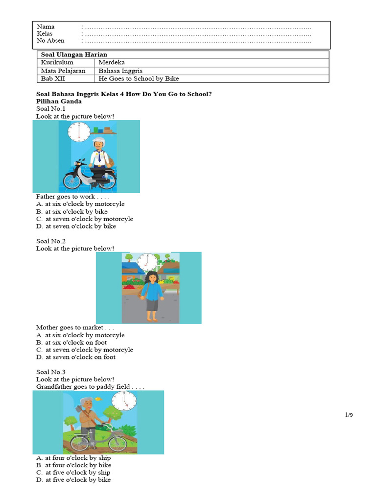 soal-bahasa-inggris-kelas-4-unit-12-he-goes-to-school-by-bike-pdf