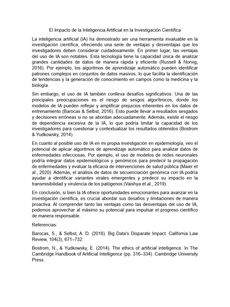 Impacto de la IA en la Investigación Científica | PDF | Inteligencia ...