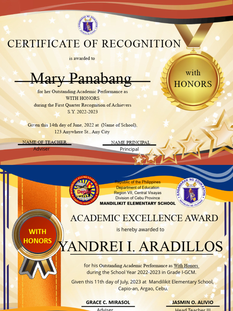 RECOGNITION CERTIFICATES A4 Size PDF Hierarchy Educational Personnel