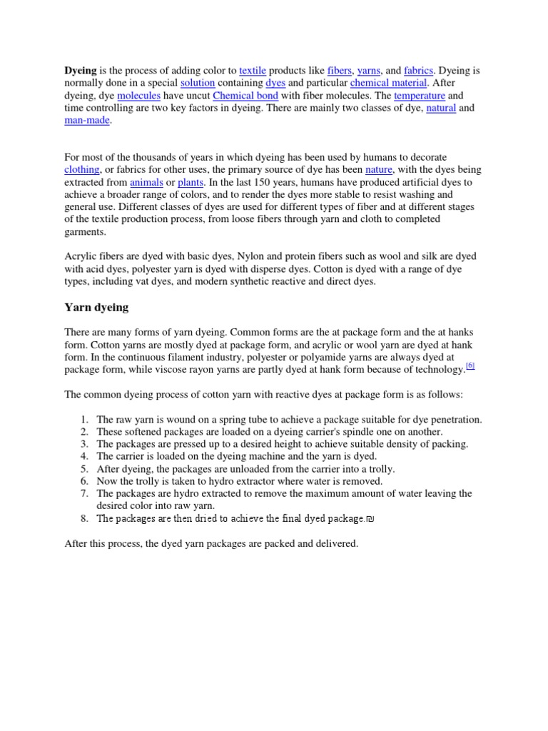 Yarn Dyeing Methods Explained | PDF | Art