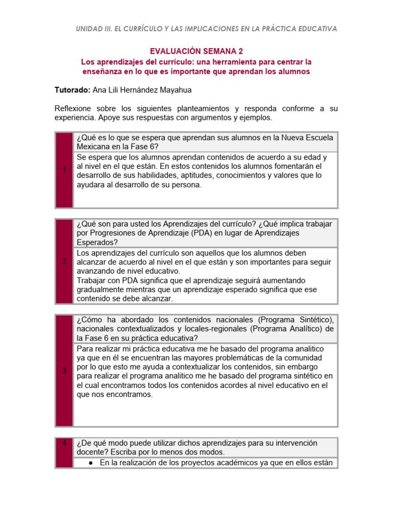 Evaluación Semana 2 | PDF | Plan de estudios | Evaluación