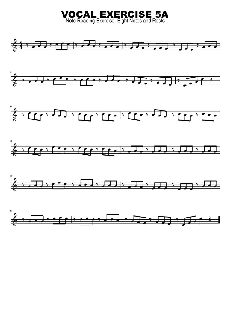 Note Reading Exercise: Eight Notes | PDF