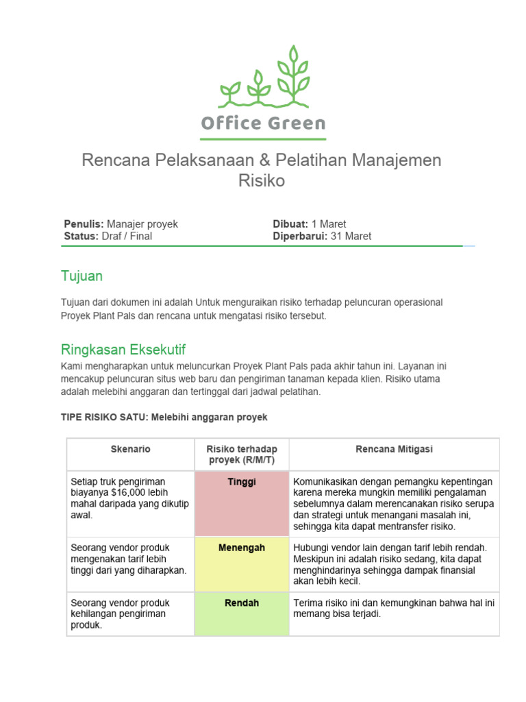 Operation Training Risk Management Plan Pdf