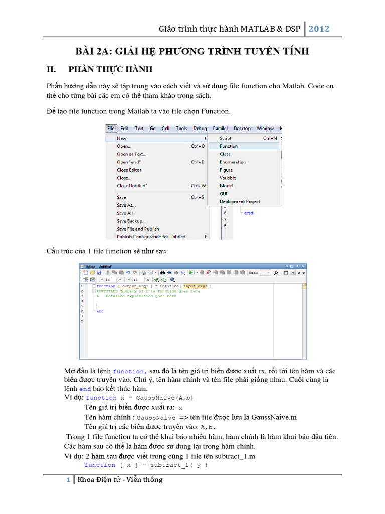 BAI 2A - Huong Dan MATLAB | PDF