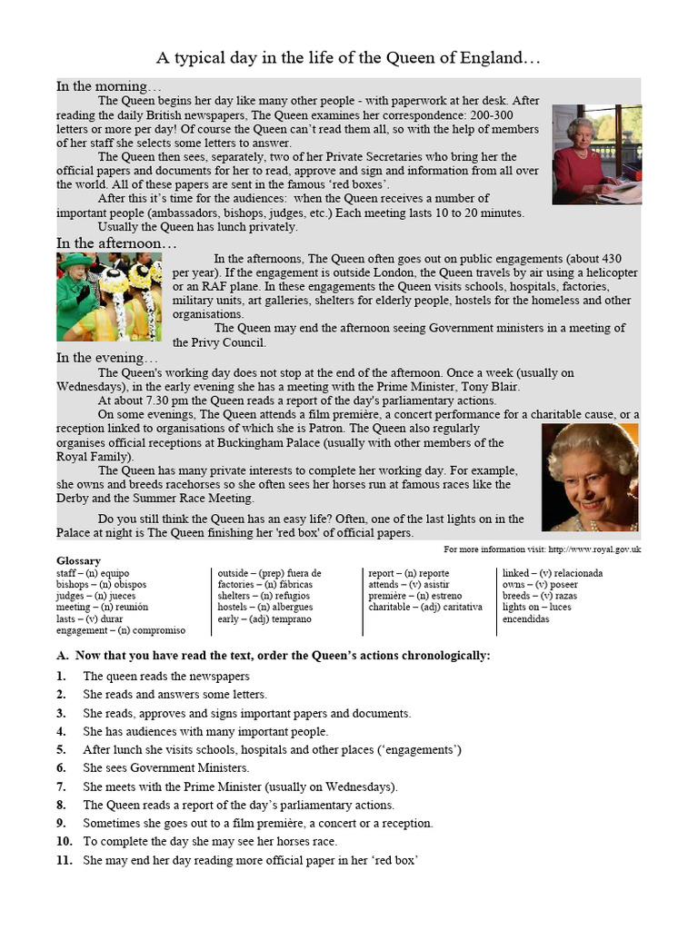 A Typical Day in The Life of The Queen of England Fun Activities Games ...