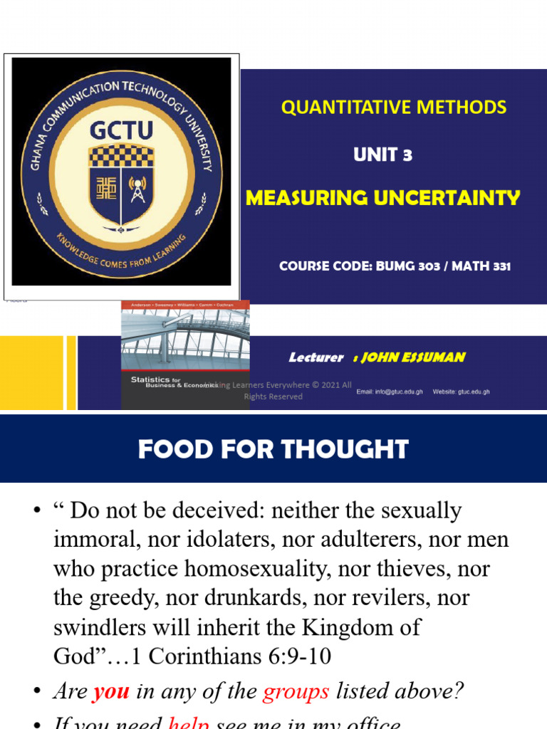 Measuring Uncertainty Unit 3 Download Free Pdf Probability Experiment