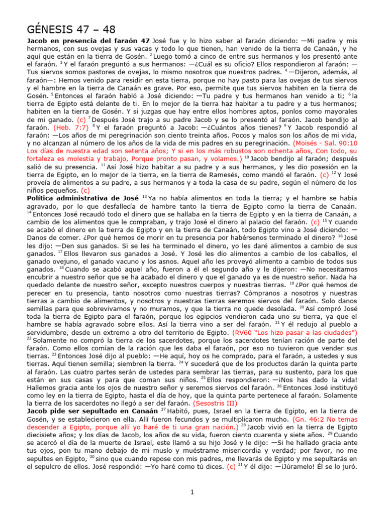 Génesis 47-48 | PDF | Jacob | Abrahán