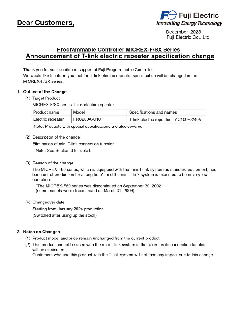 MICREX-F/SX T-Link Repeater Update | PDF | Motor Vehicle | Automotive ...