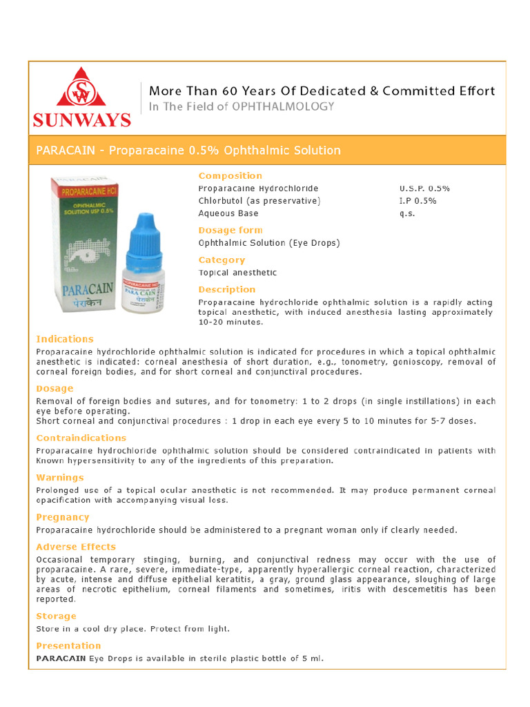 Paracain Eye Drop | PDF