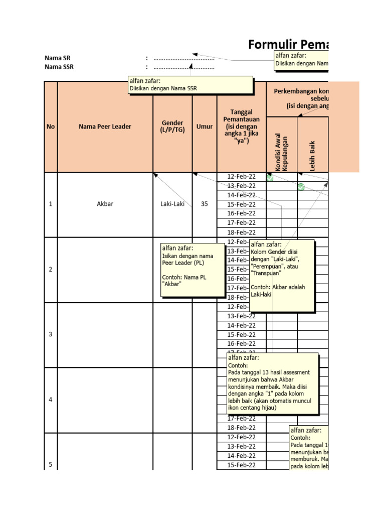 Form Pemantauan PL - Edit | PDF
