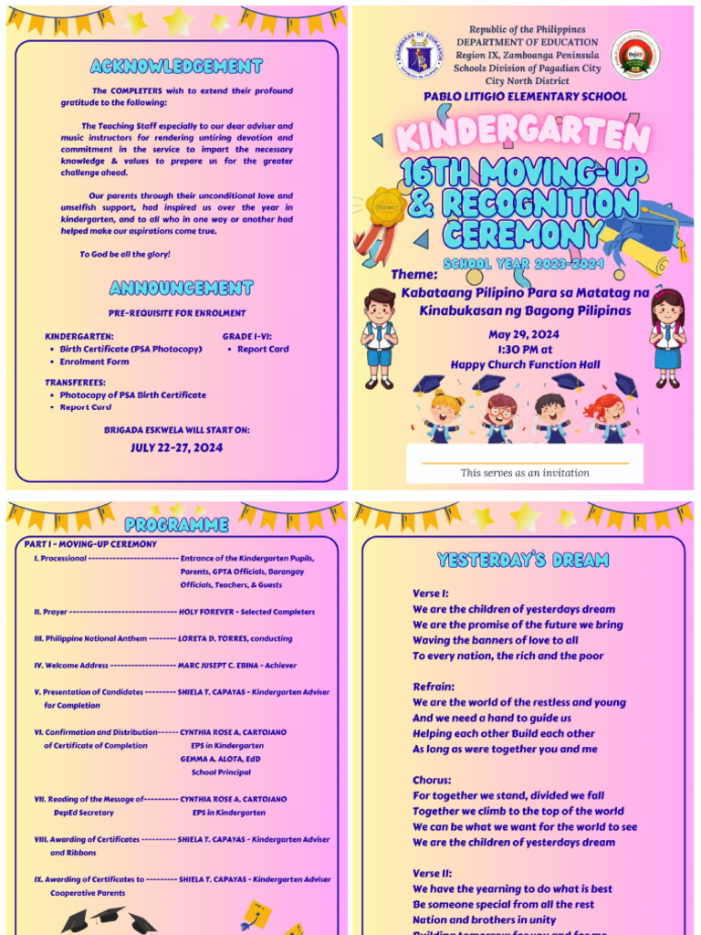 Kinder-Graduation Program - FINAL | PDF