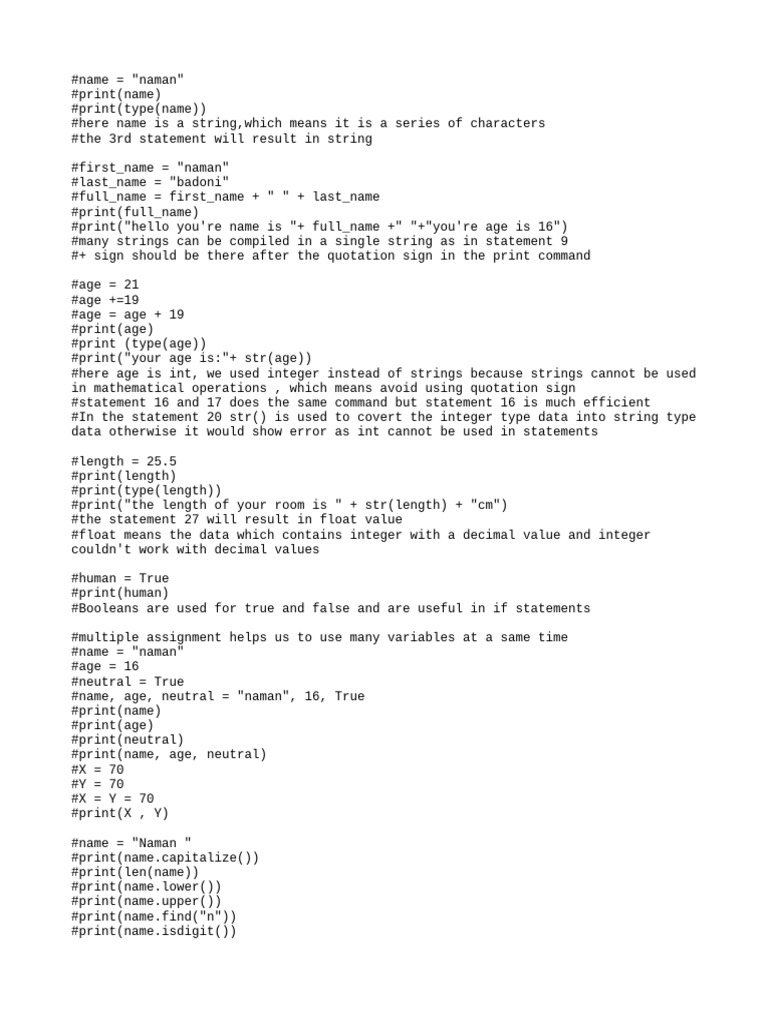 Notespython | Download Free PDF | Data Type | Integer (Computer Science)