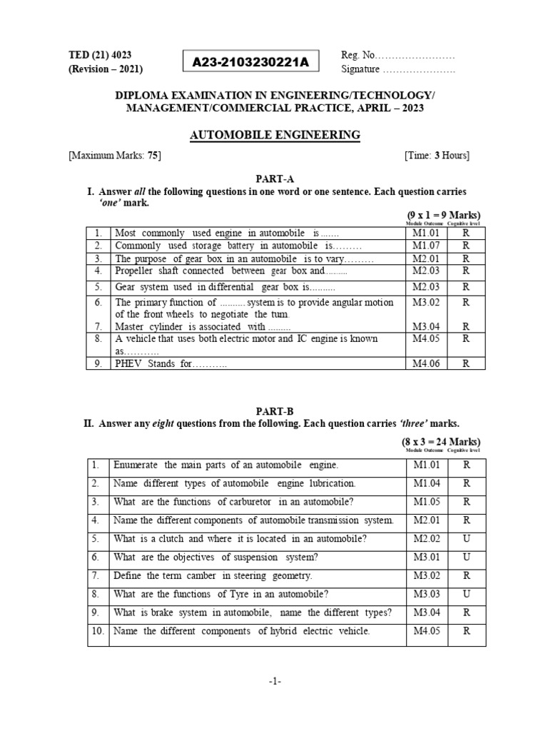 Automobile Engg A23 R21 4023 | PDF | Steering | Axle