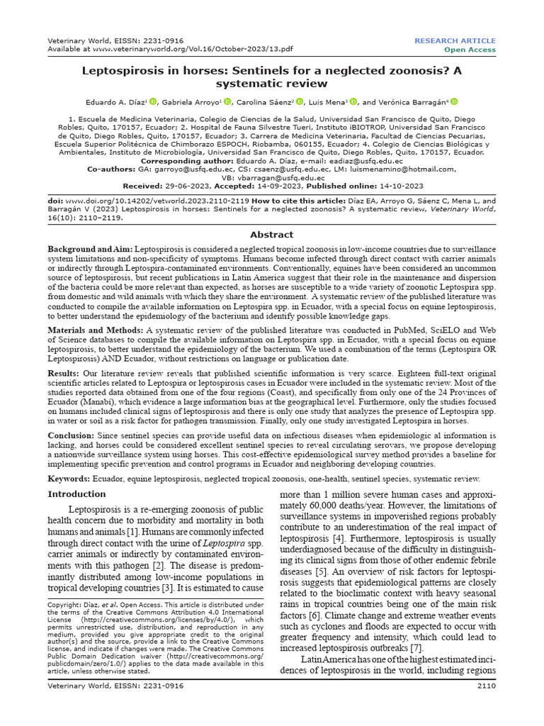 leptospirosis-in-horses-sentinels-for-a-neglected-zoonosis-a-systematic