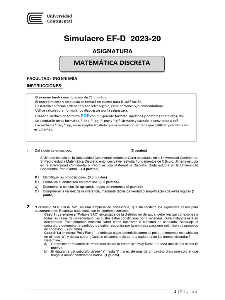 E F 2023 10 MD D Simulacro | PDF | Lógica